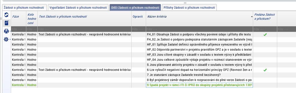 5 Specifický postup, pokud je třeba v CSSF14+ rozšířit žádost o přezkum o další kritéria hodnocení Pokud žadatel nevybral všechna kritéria, ve kterých neuspěl, a přitom je z textace žádosti o přezkum