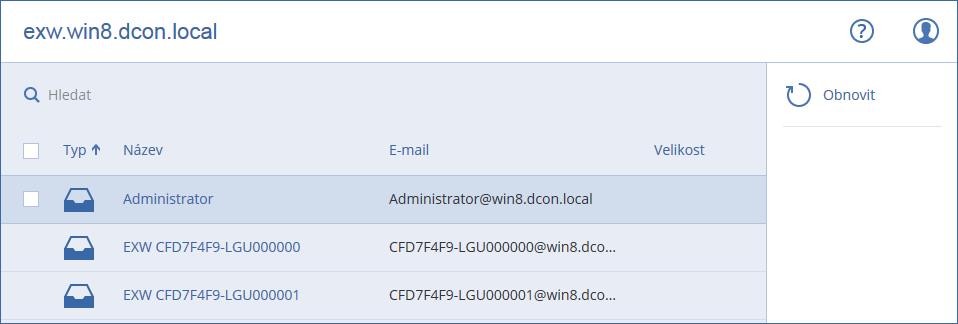 Můžete je vyhledávat podle názvu. Zástupné znaky nejsou podporovány. 7. Klikněte na příkaz Obnovit. 8. Obnovení do Office 365: a. V části Obnovit na vyberte Microsoft Office 365. b.