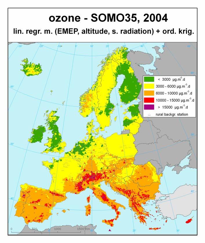 ozon on SOMO35, 2004, venkovské ovzduší kombinace naměřených