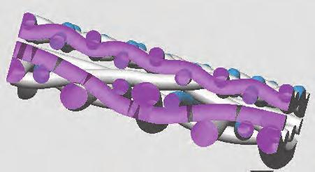 There is nothing except pair of binding yarns in the center plane of the fabric.