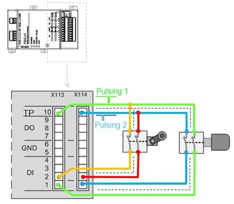 Obrázek 28 Svorky TP a DI na modulu FSO-11 [24] Pro splnění bezpečné redundance by měly být jednotlivé kanály oddělené.