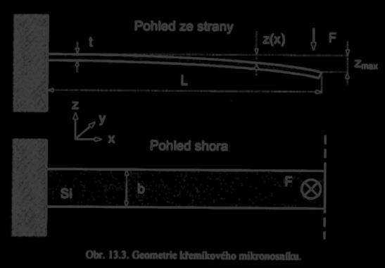 Mikronosníky Schéma mikronosníku : závislý jak na jeho délce, tak na tloušťce Tento prvek se užívá v podstatě ve dvou funkcích: jako element deformovaný silou v čase stálou