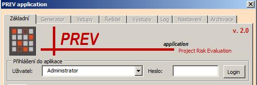 Software pro hodnocení projektů 14 autorizace a jsou povoleny pracovní záložky v horní části dialogu pro práci s datovou strukturou.