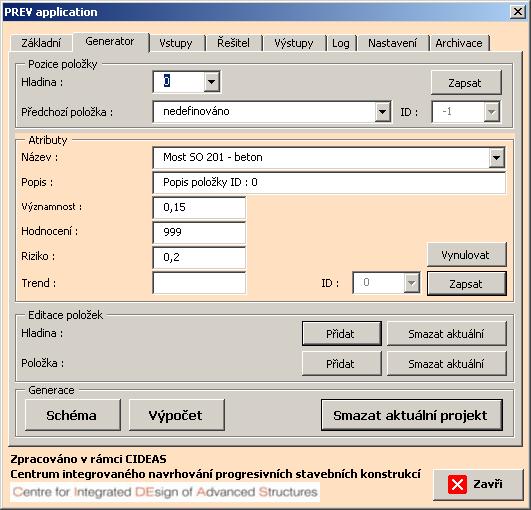 Software pro hodnocení projektů 18 3. 2. 1. Obr. 9 Přidání hladiny kořenového prvku do stromu kritérií.