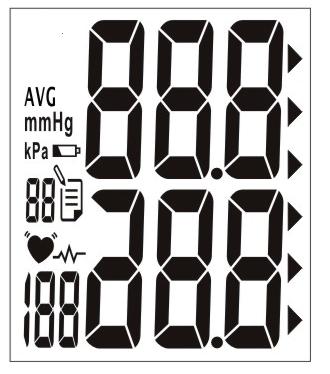3. Popis prístroja 2 1 3 4 9 10 7 8 Indikácie na displeji 1. Symbol výmeny batérií 2. Symbol chyby EE 3. Systolický tlak 4. Symbol poruchy srdcového rytmu 5. Jednotka mmhg 6.