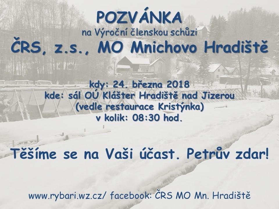 3) VČS 2018 Příprava na VČS MO, která se uskuteční 24. března na sále OÚ v Klášteře Hradišti nad Jizerou. Výroční zprávy si připraví: př.