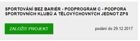 2. Založení projektu MŮJ KLUB Rozkliknete lištu PROJEKTY a založíte projekt můj klub přes zelené