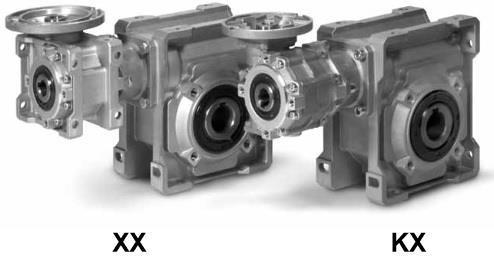 Dvojité šnekové převodovky jsou k dispozici v řadách KX spojení běžných šnekových převodovek K a X, XX - spojení běžných šnekových převodovek X a X a KK - spojení běžných