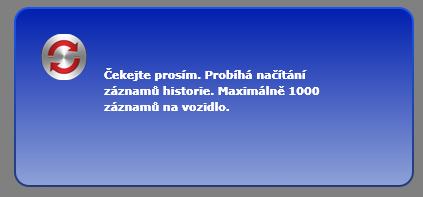 Výběr historie Chycením myši lze Zavře historii jednoho vozidla přemístit Tisk historie Jednotlivé záznamy historie vozidla Kliknutím lze zobrazit polohu Uzavření historie kliknutím na křížek,