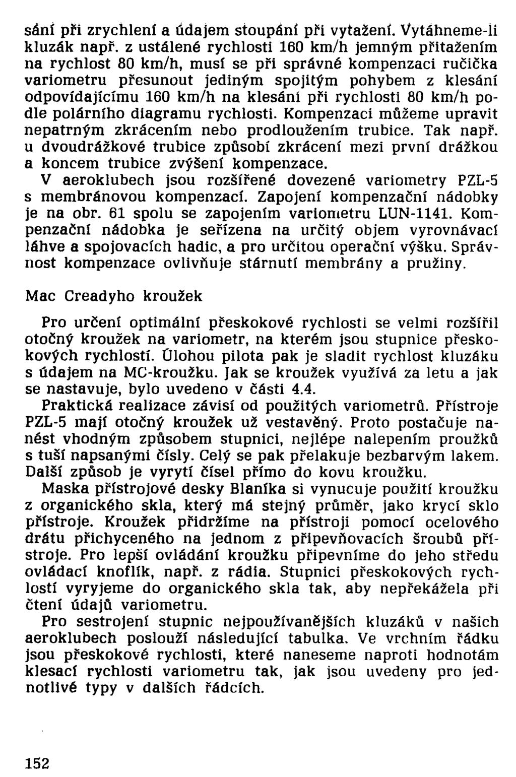 sání při zrychleni a údajem stoupáni při vytažení. Vytáhneme-li kluzák např.