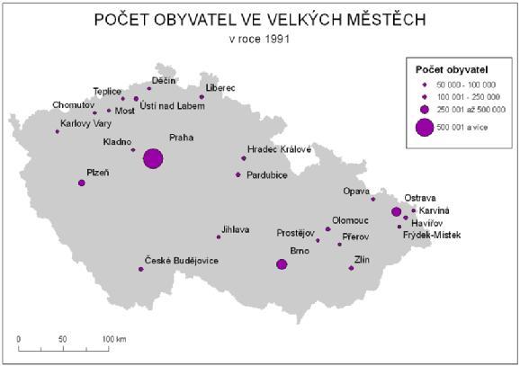 Obr. 1 a 2: Srovnání kartodiagramu bodového jednoduchého