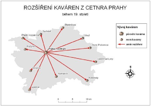 Vektorový (dosahový) kartodiagram Je dostupný pod volbou Vector diagram directional v extenzi Diagram map creator.