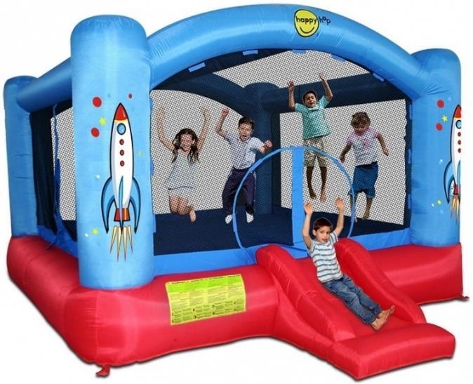 spotřeba je cca 550W, ukotvovací kolíky do země a plachta pod skákací Plocha 12 m 2 3,4 x 3,5 x 2,5 m Skákací hrad XXL vesmír Designový velký XXL skákací