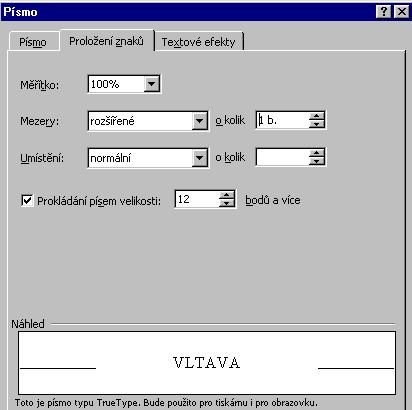 TVORBA ELEKTRONICKÉ DOKUMENTACE 32 Textový procesor MS Word dělá mezi písmeny ve slovech a mezi slovy všude stejné mezery.