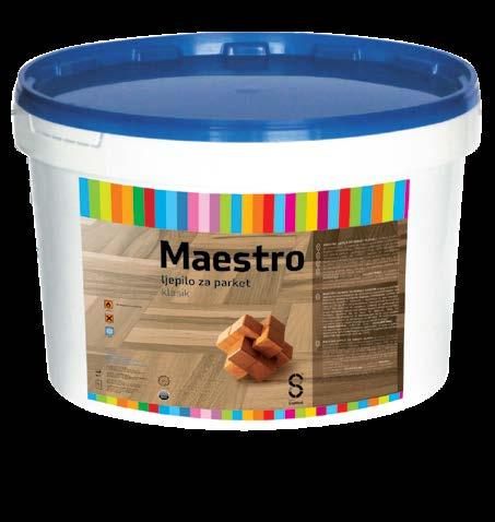 II. OCHRANA DŘEVA 2.5. MAESTRO NÁTĚROVÉ SYSTÉMY MAESTRO lepidlo na parkety KLASIK: Maestro lepidlo na parkety KLASIK na bázi vodní disperze polyvinylacetátu.