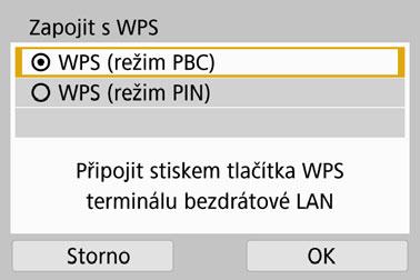 Navázání připojení k síti Wi-Fi pomocí WPS (režim PBC) 112 6 7 8 Vyberte možnost [WPS (režim PBC)]. Vyberte možnost [OK] a stisknutím tlačítka <0> přejděte na další obrazovku.