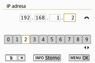 Zobrazí se obrazovka pro zadání čísla. Chcete-li použít bránu, vyberte možnost [Povolit], zadejte údaj [Adresa] a stiskněte tlačítko <0>. 3 Zadejte požadované hodnoty.