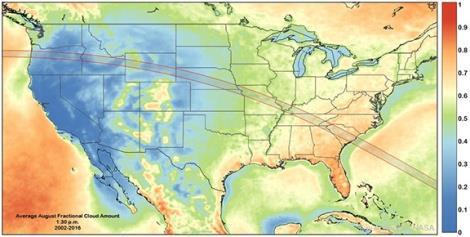 Jak už bylo řečeno zatmění protne USA a to od severozápadu (Oregon) po jihovýchod (Jižní Karolína).