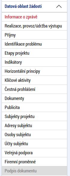 Zpráva o realizaci bez výběru obrazovek, nerelevantní záložky nevyplňovat (např.