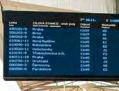 Hradec Králové, informační panely terminálu hromadné dopravy Dodávka a montáž informačního systému pro autobusový terminál v Hradci Králové, včetně