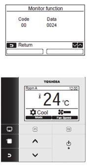 MONITOROVÁNÍ Funkce monitorování zobrazuje následující hodnoty: Teploty (teplota v místnosti, venkovní teplota, TO, TA, TC, Td, TS) Hodnoty tlaku (Pd, Ps) Stav ventilu PMV Stav (zapnutý/vypnutý) a