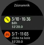 POZNÁMKA: Ikona záznamníku se bude zobrazovat šedě, dokud neproběhne synchronizace daného Move se systémem Suunto Movescount.