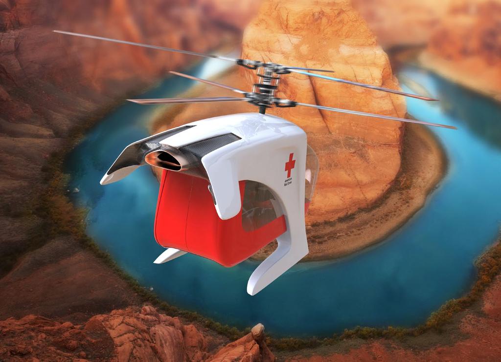 Variantní studie designu připevněny turbínové motory, rotor a všechny nezbytné systémy, se protíná s rádoby zakulaceným kvádrem v přední části a přechází v ostřejší hrany směrem dozadu kde se jeho