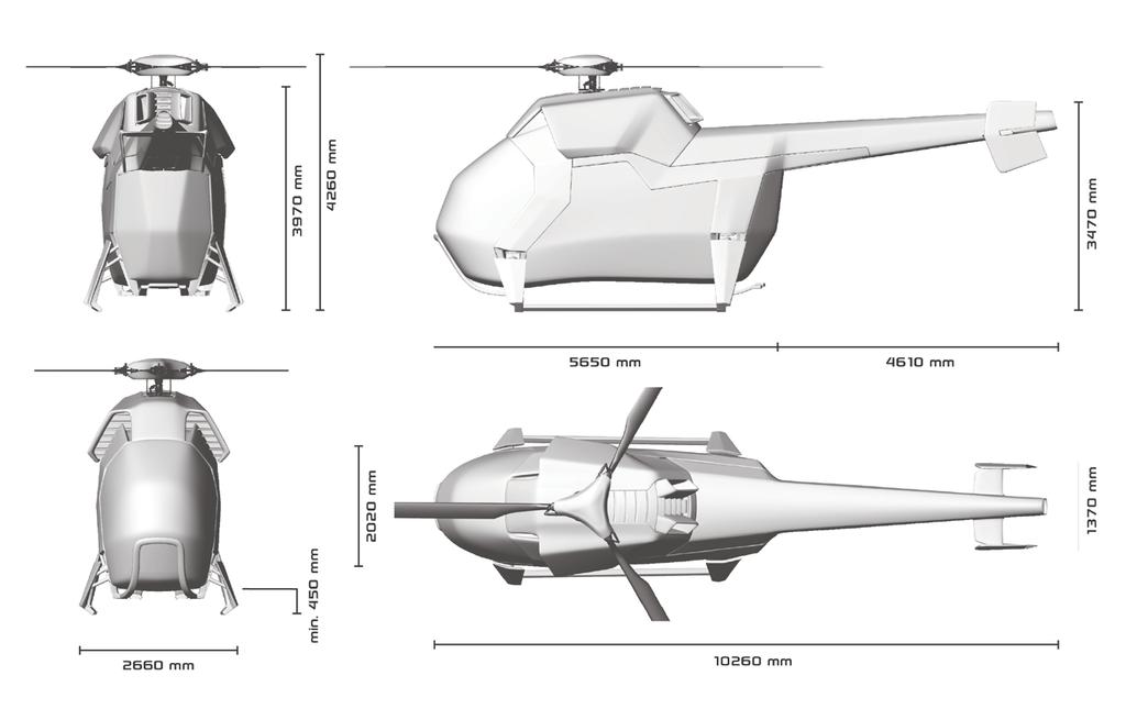 Konstrukčně technologické řešení 9.3 Základní rozměry 9.3 Rozměry stroje Cyberfly jsou na jeho poměrně vysokou užitnou hodnotu přijatelně malé.