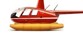hangáru. Obr. 107 Robinson R44 vybavený nafukovacími plováky (nenafouknuté) Obr. 108 Robinson R44 vybavený nafukovacími plováky (nafouknuté) 9.18 9.