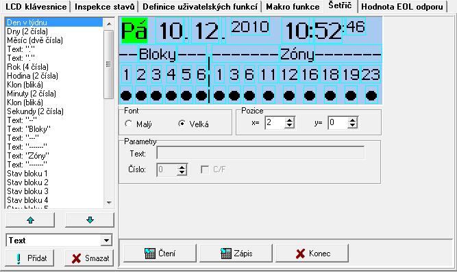 12 INT-KSG SATEL 5.4 Zakončovací odpory Obr. 9. Okno v programu DloadX "Šetřič". Poznámka: Data zakončovacích odporů jsou uložena v klávesnici.