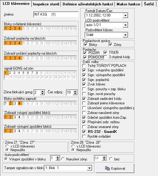 6 INT-KSG SATEL Obr. 4. Parametry a volby klávesnice v programu DLOADX. Bloky rychlého zapnutí [Rych.zap.bloku] bloky, které lze zapnout stisknutím kláves: 0, 1, 2 nebo 3 (viz UŽIVATELSKÝ MANUÁL).