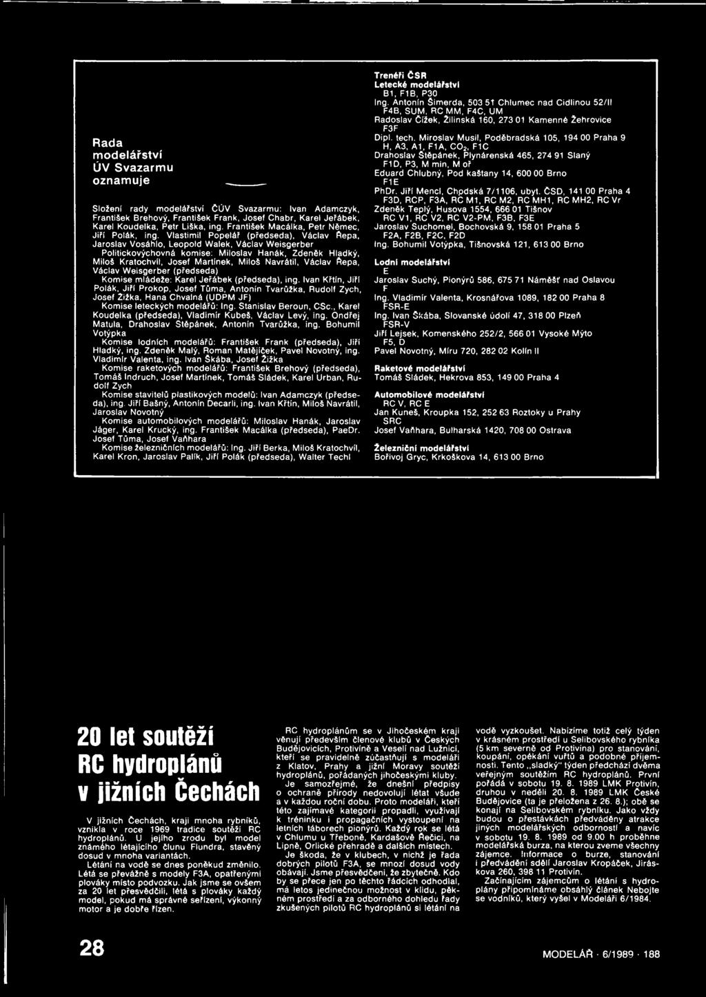 Vlastimil Popelář (předseda), Václav Řepa, Jaroslav Vosáhlo, Leopold Walek, Václav Weisgerber Politickovýchovná komise: Miloslav Hanák, Zdeněk Hladký, Miloš Kratochvíl, Josef Martinek, Miloš