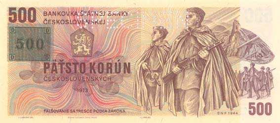 5 Shrnutí Poslední eskoslovenskou bankovkou hodnoty 500 K s byl vzor 1973 s motivem Slovenského
