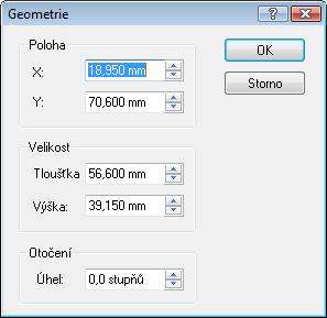 Okno Geometrie 9 Okno Geometrie Poloha, velikost a natočení objektu se stanoví v okně Geometrie. Pro otevření okna vyberte z nabídky Objekt > Geometrie.