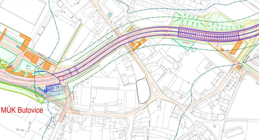 MÚK Butovice stávající návrh 2 Tunel