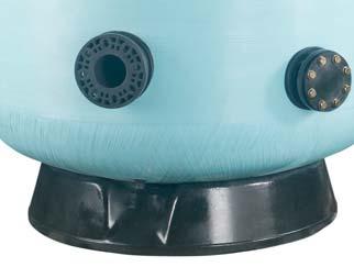 Kolektorové trysky o průměru 50 mm z ABS plastu s délkou přizpůsobenou každému filtru - bez použítí spojek zajišťují jejich mechanickou odolnost a snižují tlakové ztráty ve filtru.