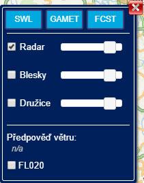 2.2.2 Maximální výška letu Zobrazené objekty jsou omezeny zadaným výškovým rozmezím od země (GND) do hodnoty vybrané ze seznamu pod nápisem maximální výška letu.