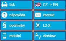 3 Ovládací prvky Při levém okraji obrazovky jsou zobrazena tlačítka sloužící k ovládání mapy a přidružených funkcí.