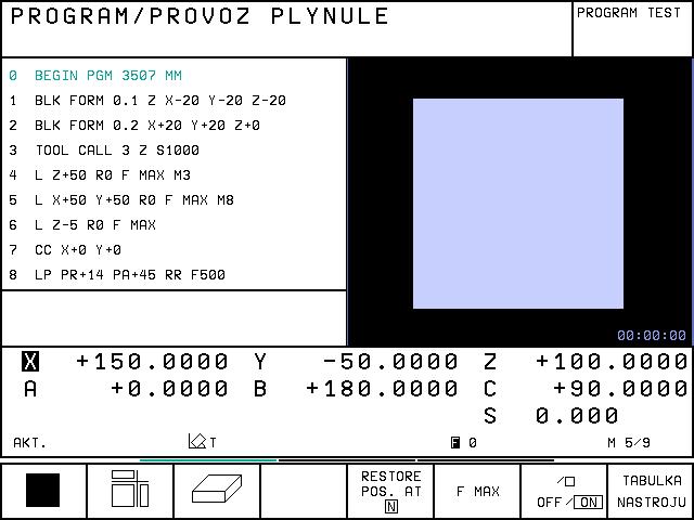 PROGRAM/PROVOZ PLYNULE a PROGRAM/PROVOZ PO BLOKU V režimu PROGRAM/PROVOZ PLYNULE vykonává TNC program až do konce programu nebo do okamžiku ručn ho, popř. programovaného přerušen.