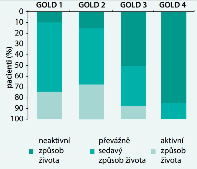 Graf 1 Asociace plicních funkcí se způsobem života nemocných s CHOPN (originální verze grafu) Zdroj: volně překresleno dle práce Watze a kolektivu (233), v roce 2016 použito v publikaci autora