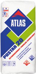 ATLAS POSTAR 20 (10-80 mm) Rýchloschnúci cementový poter rýchloschnúci ďalšie práce už po 5 dňoch prevádzka už po 24 hodinách obmedzené lineárne zmrštenie vysoká pevnosť v tlaku 20 N/mm² pre miesta