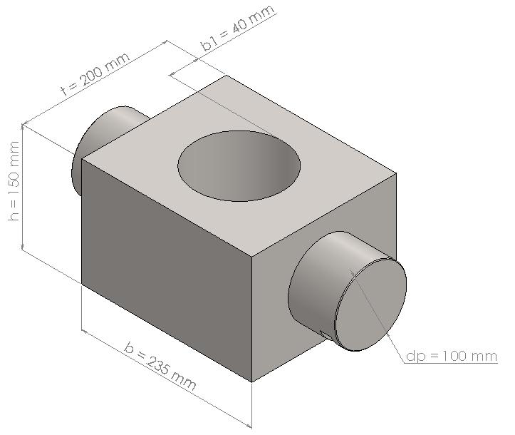 PŘÍČNÍK HÁKU σ o = M oii W oii σ odov2 M oii 2 b 1 h min 3 σ odov2 (37) h min = 3 M oii 3 20 192 505,266 = = 123,063 mm b 1 σ odov2 40 100 hmin [mm] b1 [mm] - minimální výška příčníku háku - šířka