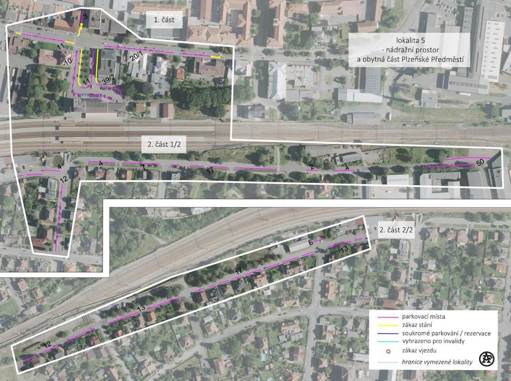 Lokalita 5 Lokalita 5 zaujímá pozici v okolí vlakového a autobusového nádraží. To jí charakterizuje jako přestupní uzel (P+R) mezi silniční a železniční dopravou.
