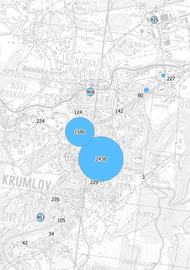 14.1.216 19.1.216 Obrázek 1 Obraty na zastávkách v Českém Krumlově ve vybraný pracovní den v letech 215 a 216 5 ŽELEZNIČNÍ DOPRAVA Městem Český Krumlov prochází železniční trať č.