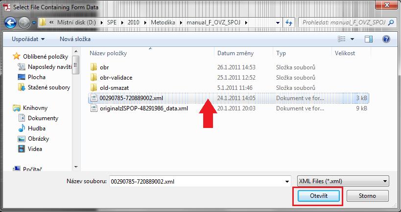 Ukládání dat Data formuláře F_OVZ_SPOJ je možné ukládat ve dvou formátech pdf nebo xml.