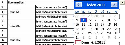 Datum měření Vyplní se datum posledního platného autorizovaného jednorázového měření pro výše uvedený zdroj. Datum je možné vložit přímo z klávesnice ve formátu DD.MM.