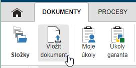 7 Nový dokument Pro vložení nového dokumentu nejprve určete, kam má být umístěn: tlačítkem Složky na pásu karet si zobrazte seznam složek a pak klepněte na název požadované složky.