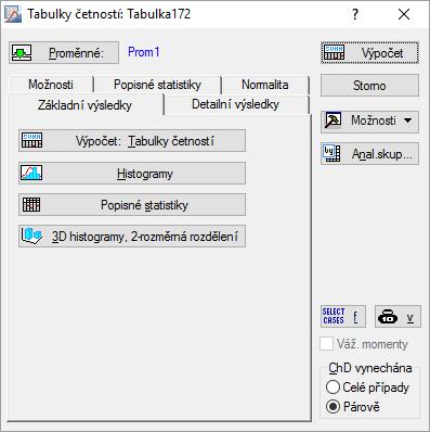 Výstupy z nástroje Tabulky četností programu