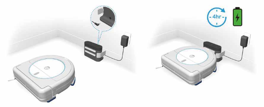 Zapojte najprv konektor adaptéra do nabíjacej základne a potom zapojte zástrčku adaptéra do elektrickej zásuvky.