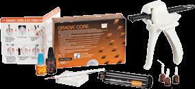 Dostavby, fixační cementy Gradia Core Kit obsahuje 10ml kartuši, SE bond A+B a příslušenství.